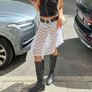 White lace midi skirt